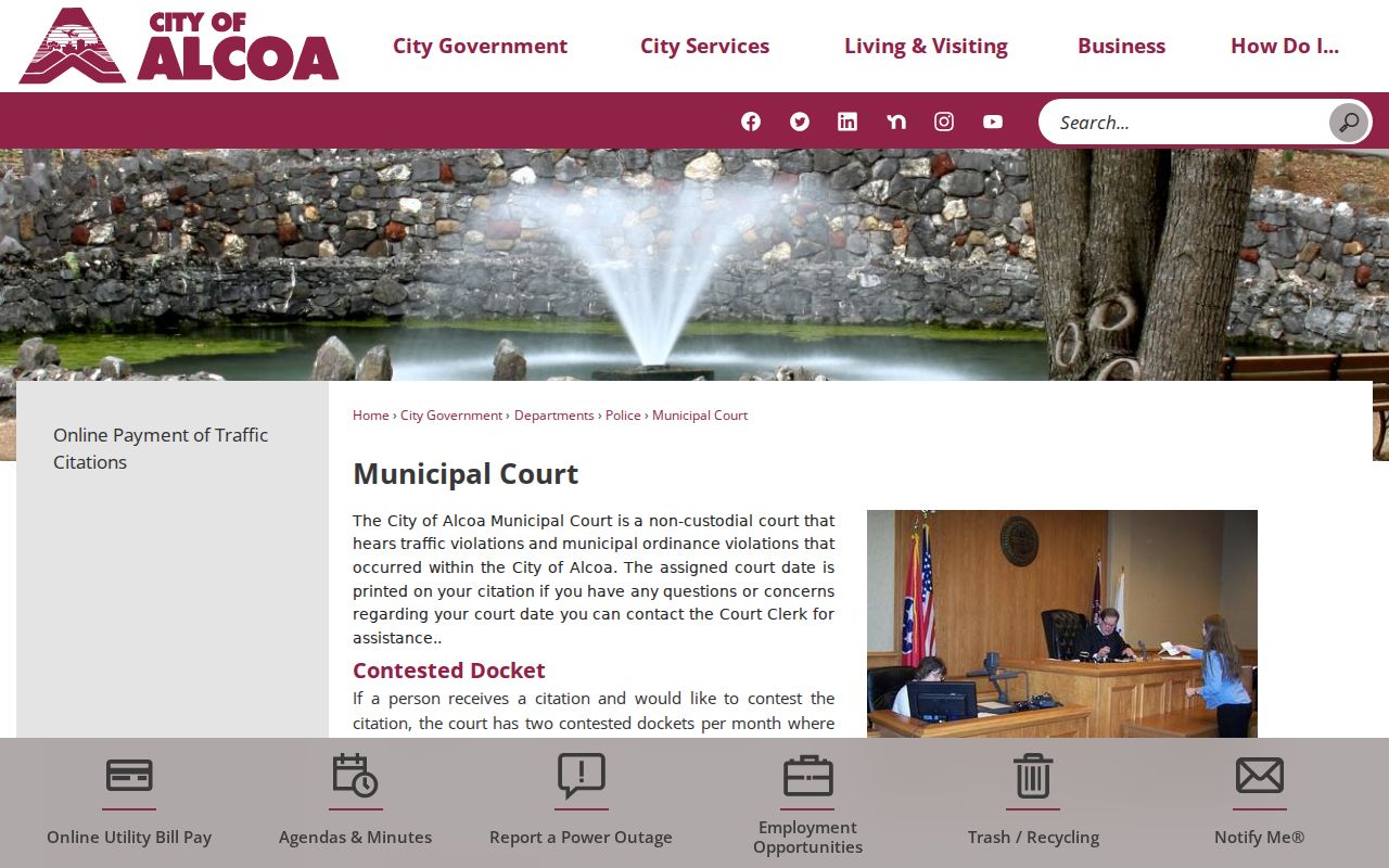 Alcoa court docket Municipal Court information