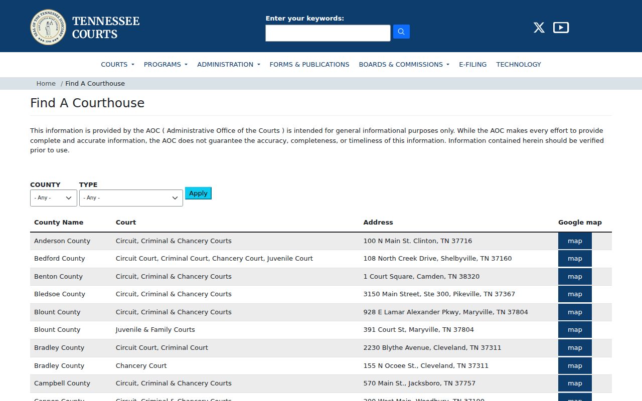Blount County court docket Tennessee courthouse information
