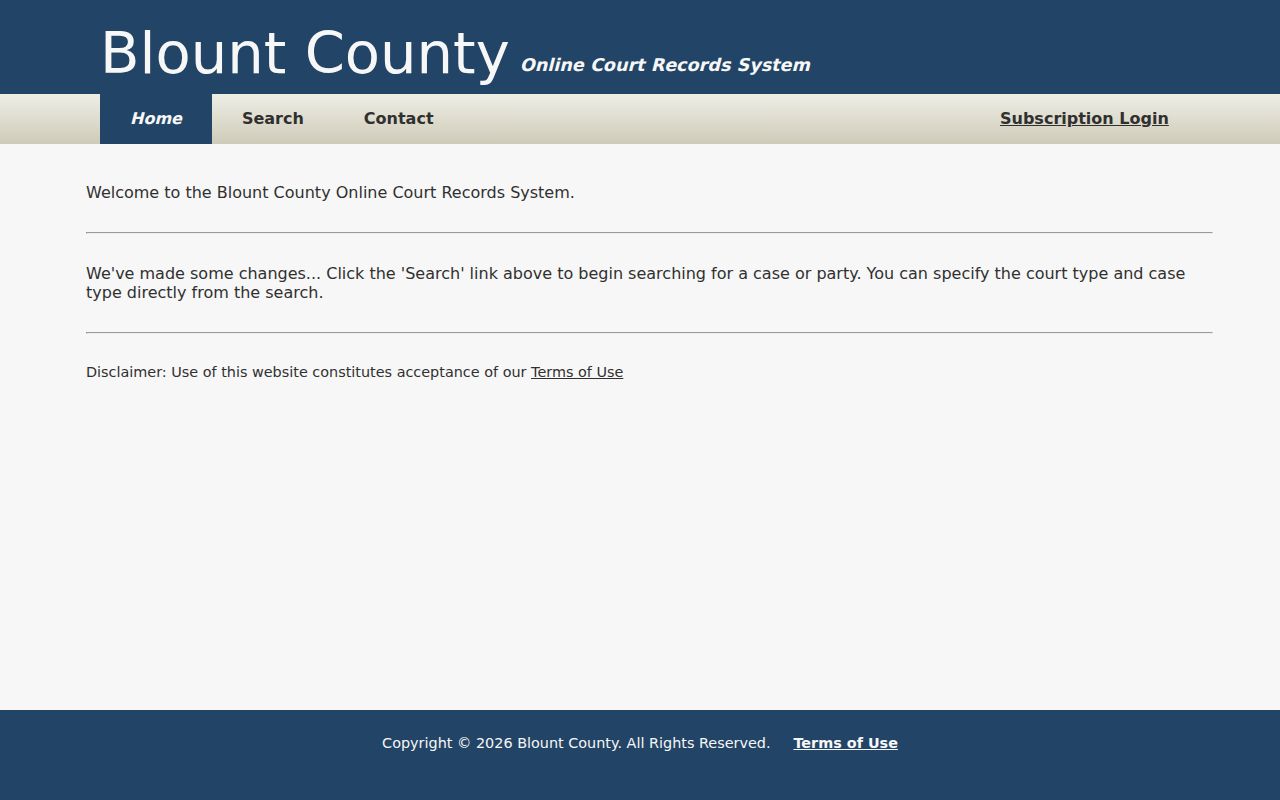Blount County case search portal home