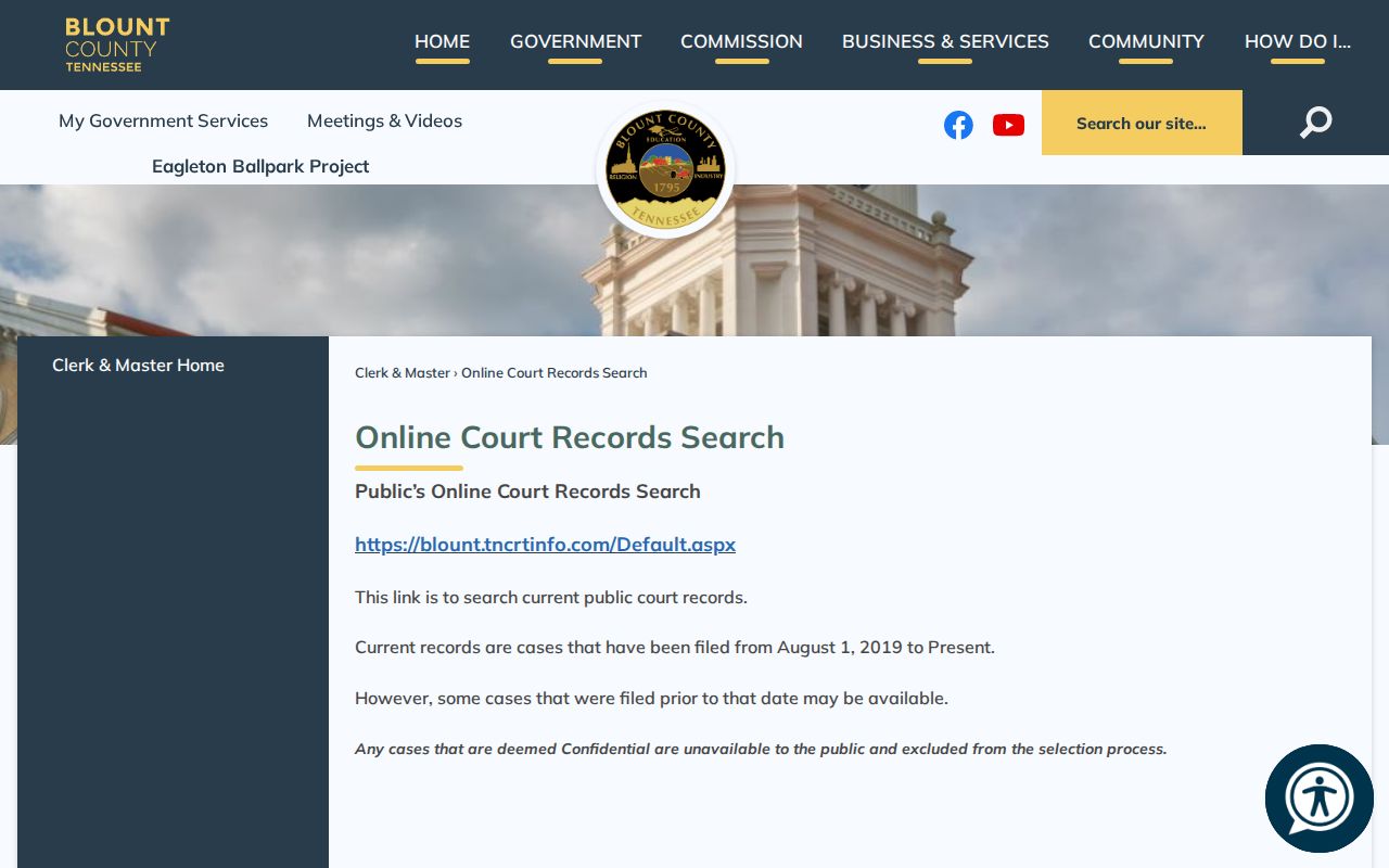 Blount County case search coverage notice