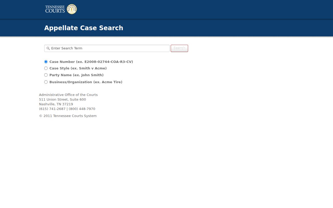 Blount County case search Tennessee appellate portal