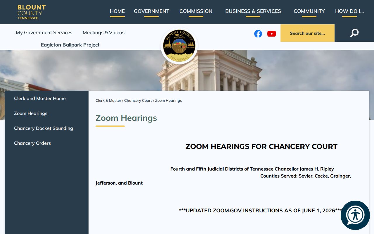 Blount County civil docket Chancery Zoom hearings