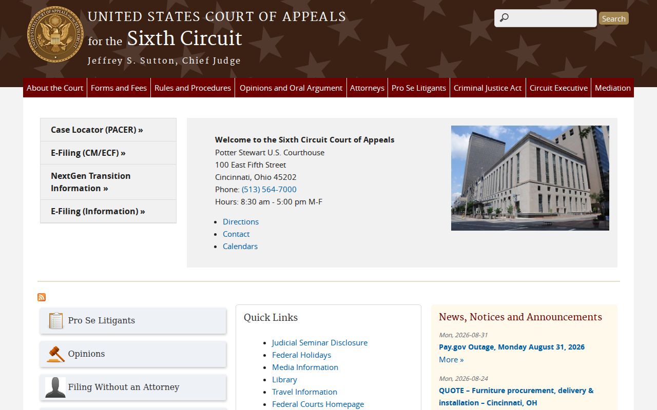 Blount County civil docket federal Sixth Circuit distinction