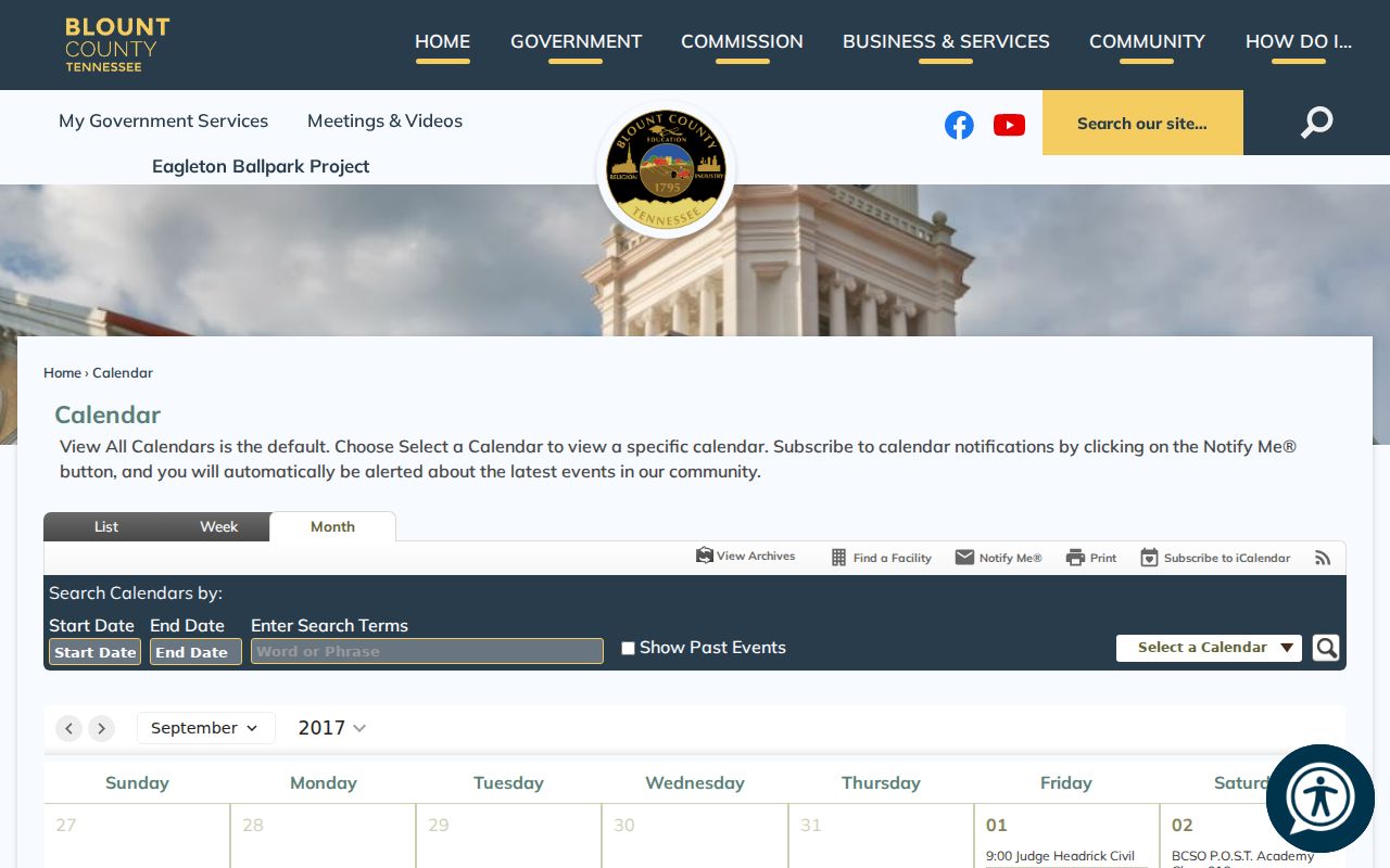 Blount County court calendar archived event view