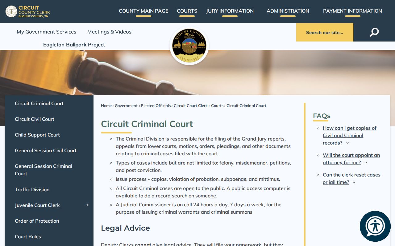 Blount County criminal court docket Circuit Criminal Court