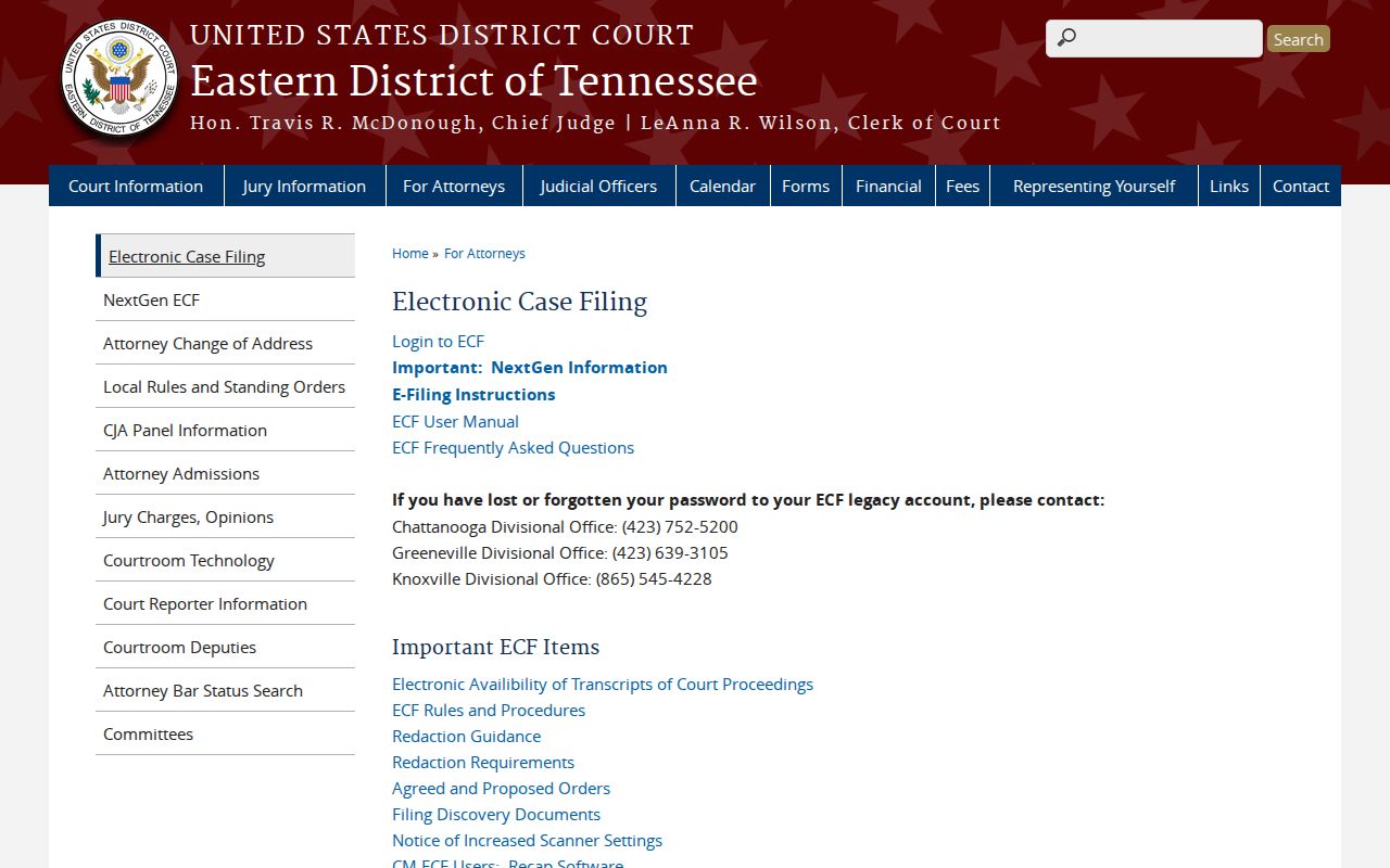 Eastern District filing information separate from Louisville court docket access