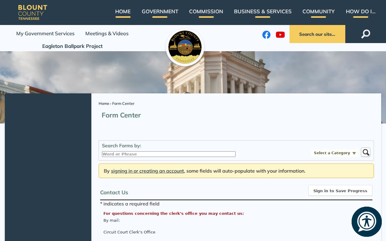 Blount County traffic court records Circuit Clerk contact form