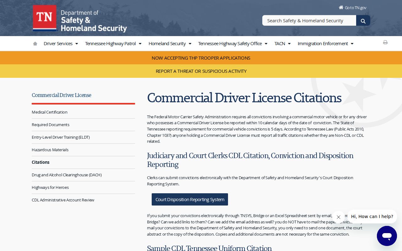 Blount County traffic court records Tennessee citation reporting